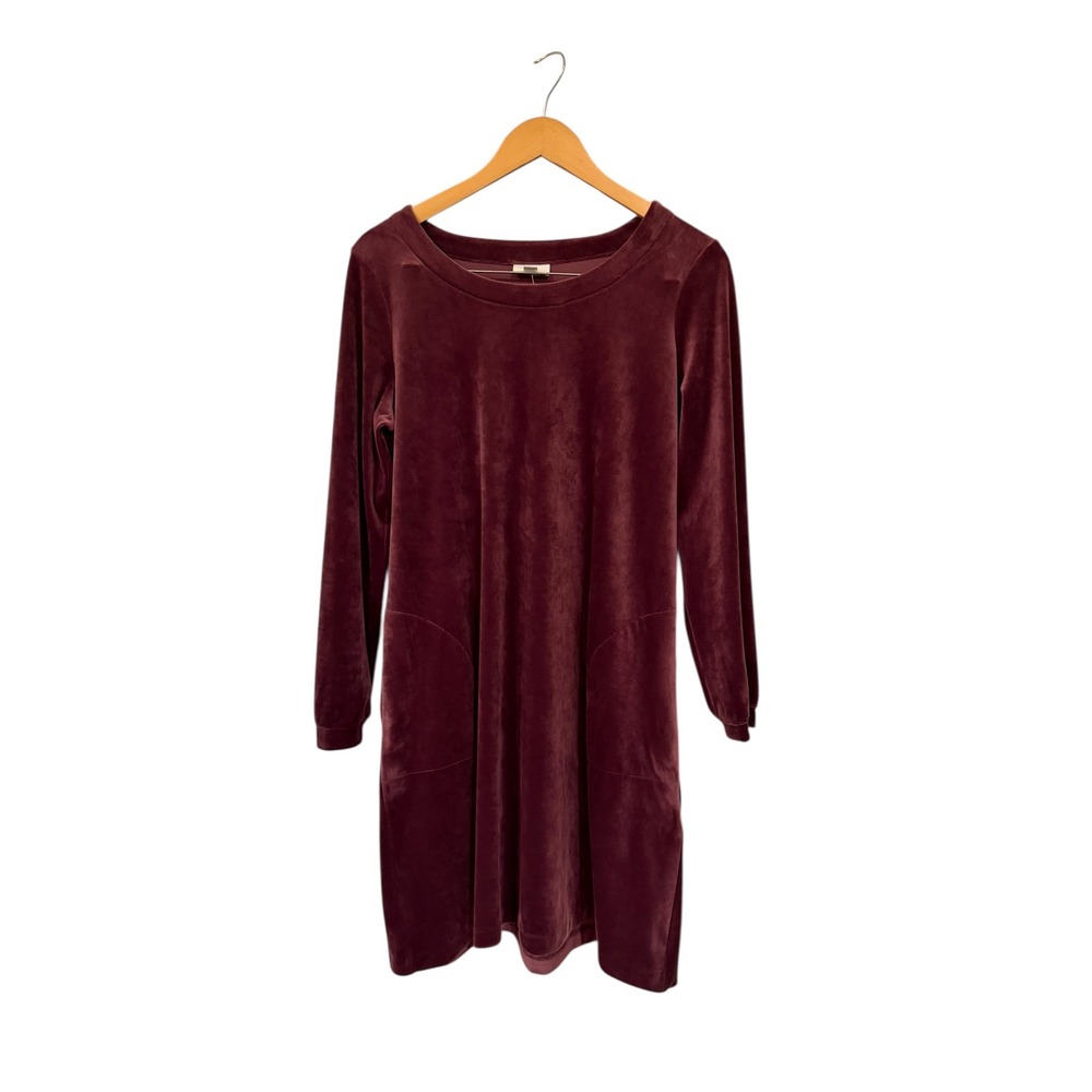 NWT J Jill Huckleberry Velvet Dress MP‎ Long Sleeve Round Neck Pockets Petite